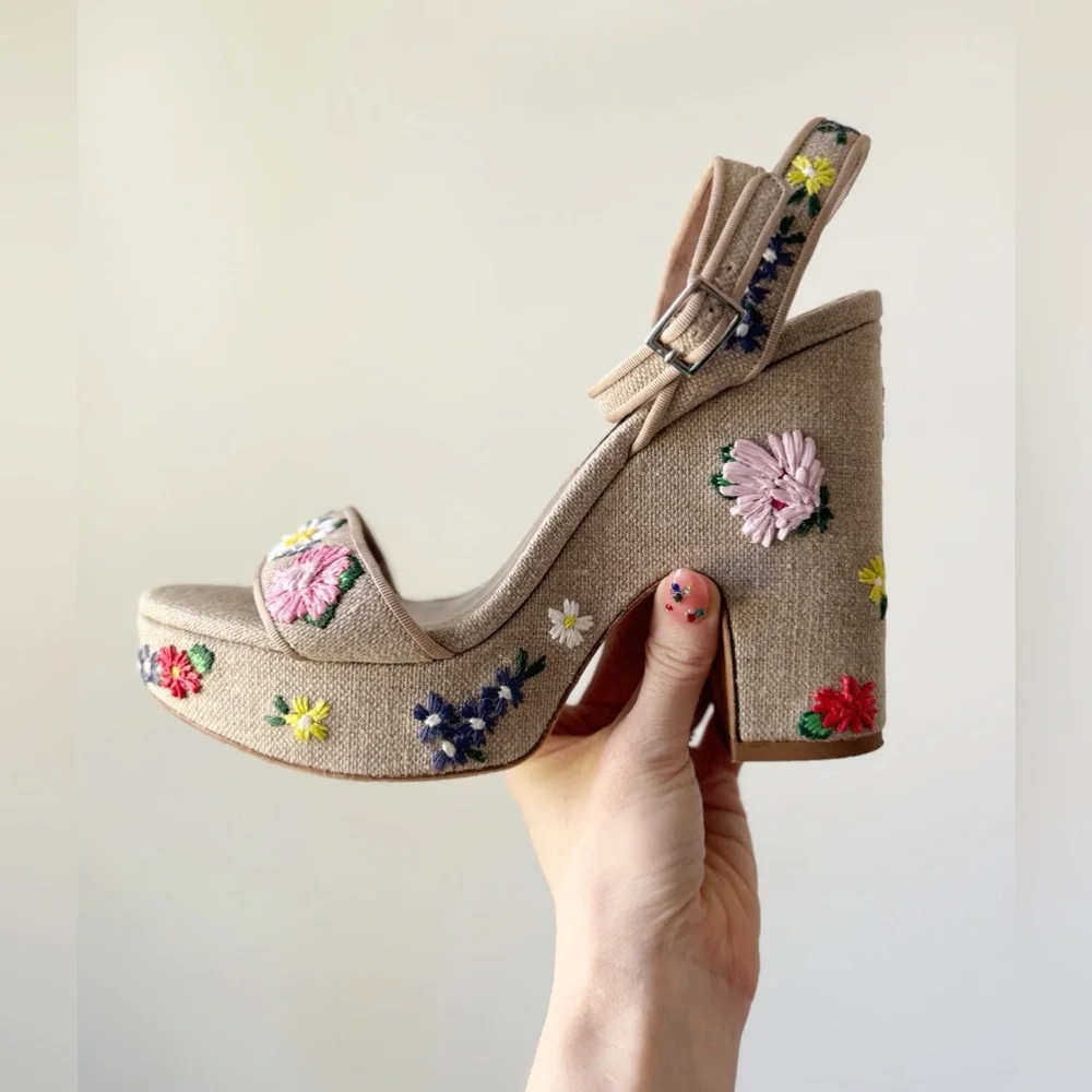 Tabitha Simmons - Calla Meadow Canvas Espadrilles - size 9.5 - Excellent Cond.